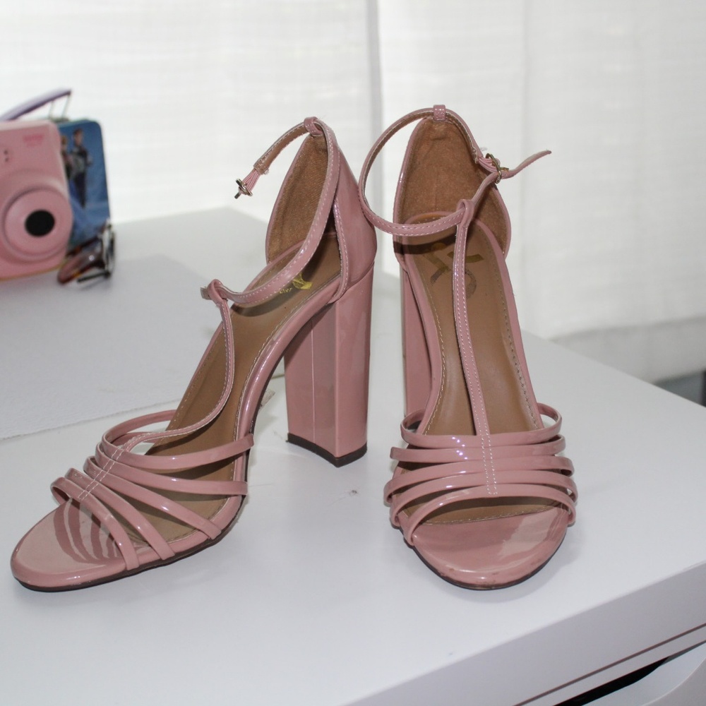 Pink chunky heels